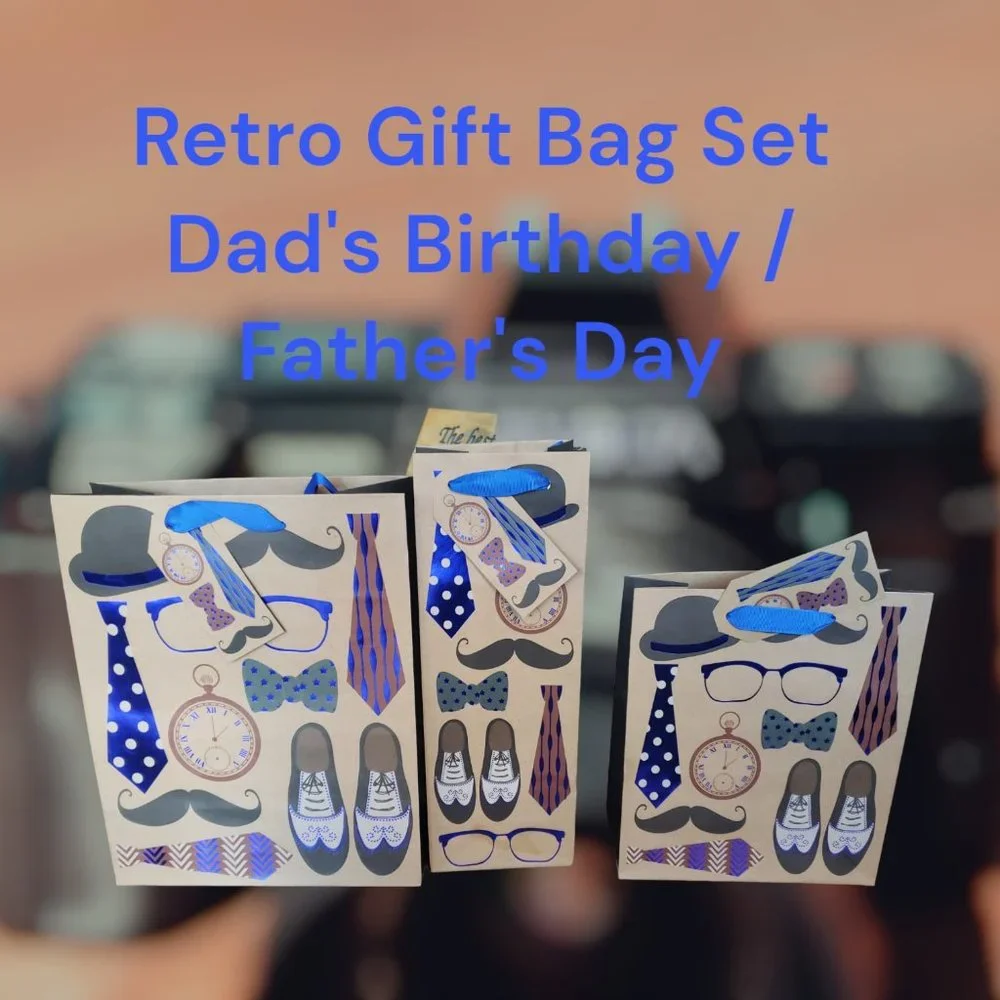 Retro Gift Bags -- Father's Day - Dad's Birthday - Boy Baby Shower - Nos…